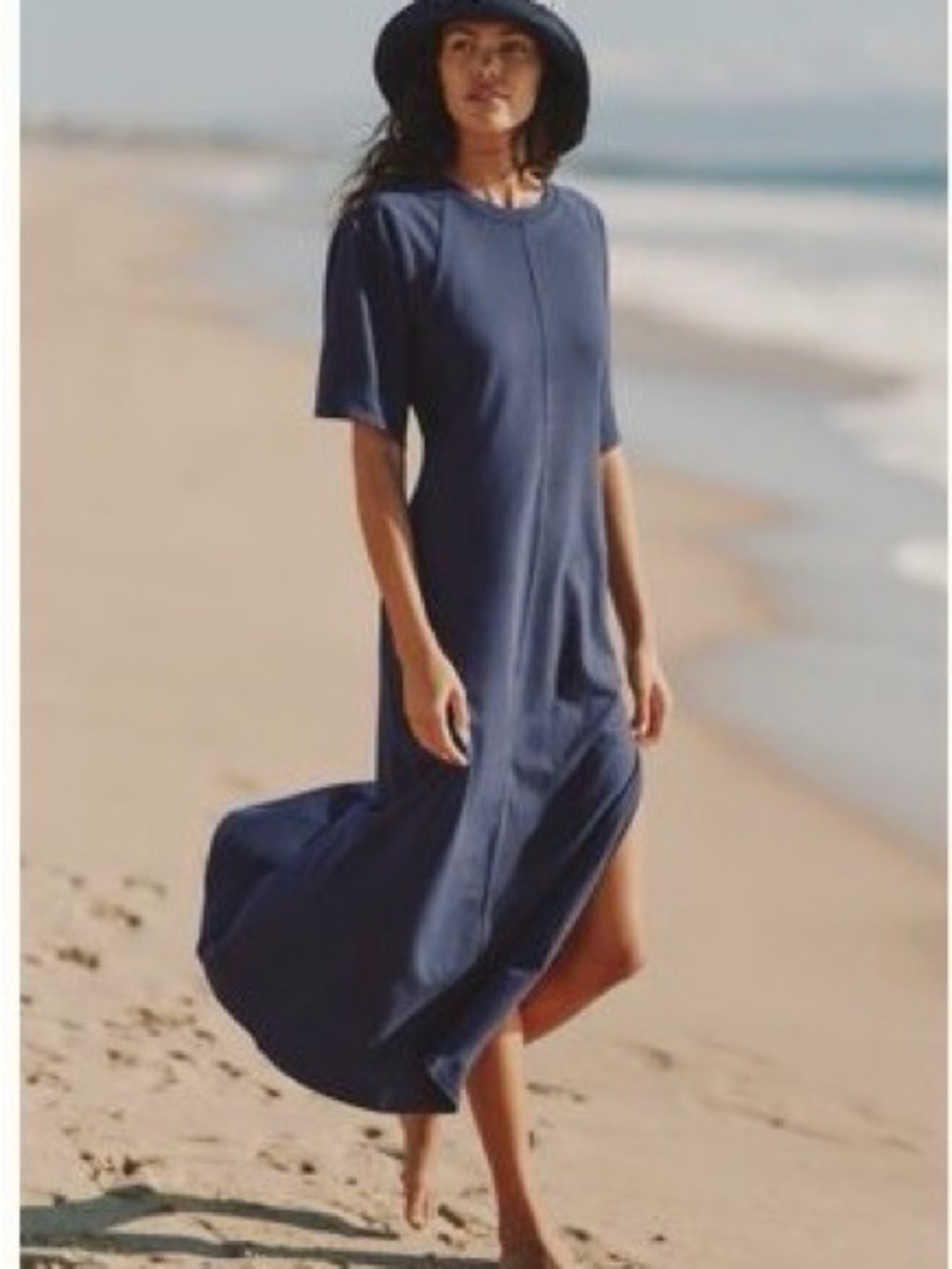 CELANDINE Navy Open Back Maxi Dress Size L - Anthropologie